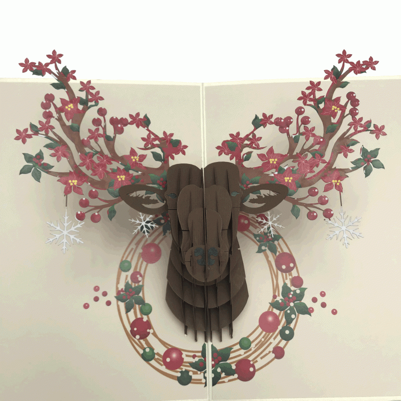 pop-up rendier gewei kaart